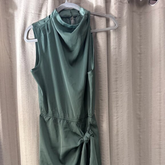 NWT PRETTYGARDEN Women's Formal Satin Dress Sleeveless Mock Neck Tie Waist, L - Picture 6 of 8